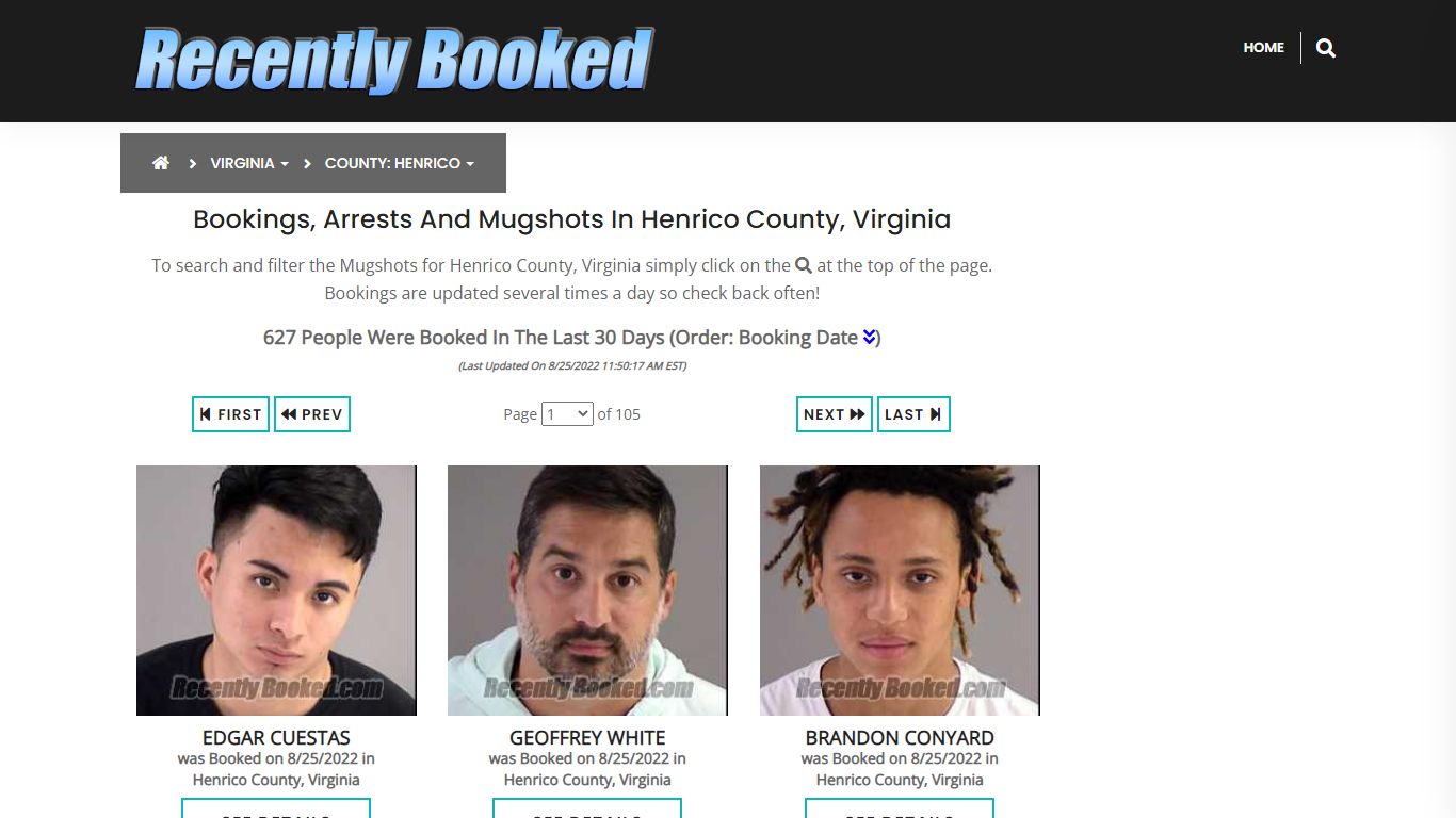 Recent bookings, Arrests, Mugshots in Henrico County, Virginia