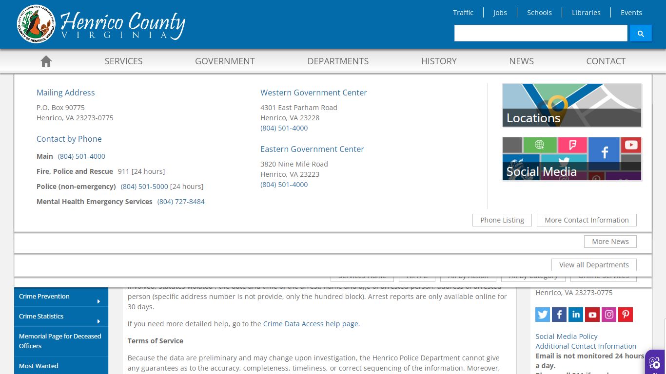 Public Crime Data Access - Henrico County, Virginia